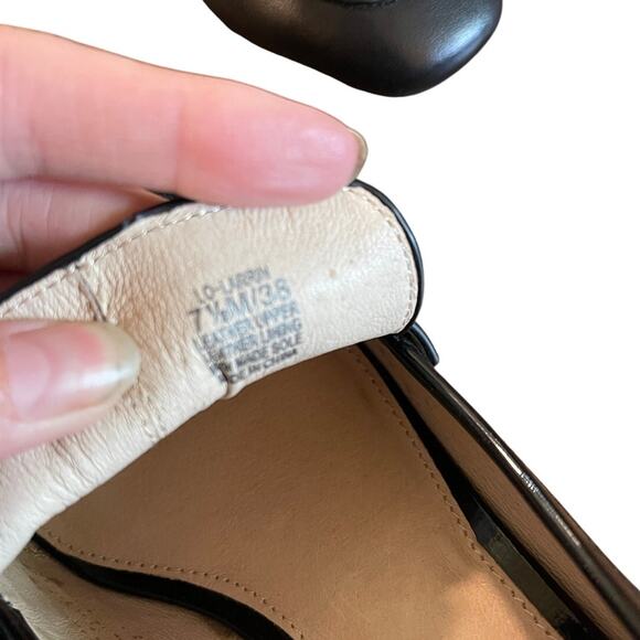 Anthropologie 7.5 Louise et Cie Lo-Larrin Slip On Black Leather Loafers Low Heel - Picture 3 of 7